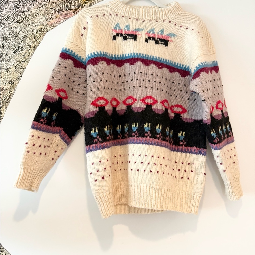 Handicraft Sheep Wool Made in Peru Colorful Patterned Sweater XL